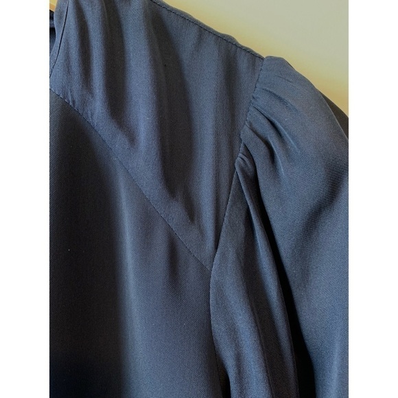 Parker Navy Kenji  Silk mix Ruffle V-neck Long Sleeves Dress Size XS - Picture 8 of 14